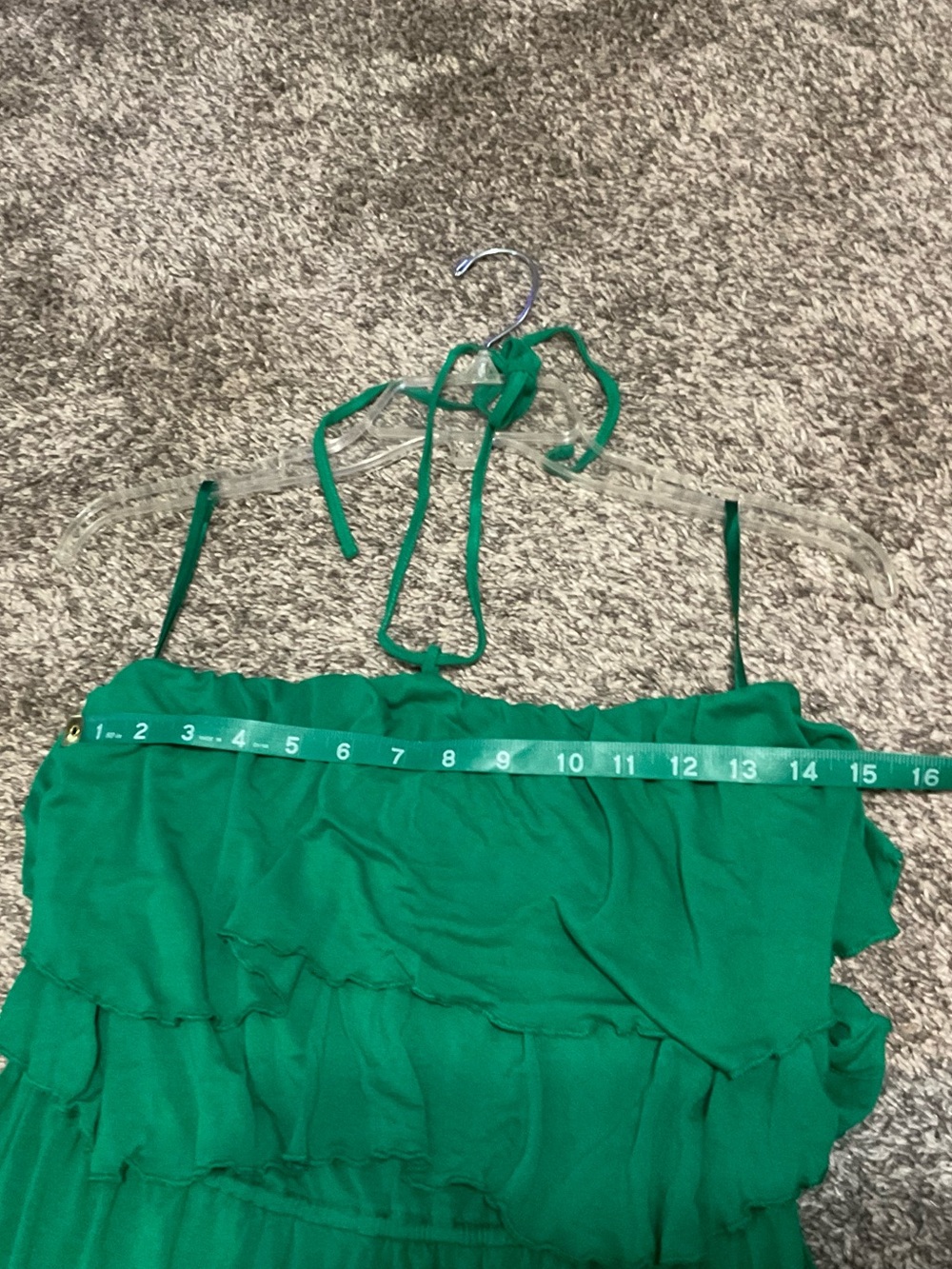 Mossimo Supply Co. Vibrant Green Halter High-Low Ruffle Bodice Maxi Dress- Large - Picture 6 of 7
